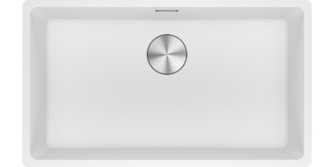 Zlewozmywak jednokomorowy FRANKE Maris MRG 110-72 125.0687.263 Biały polarny 43.3x75.3 widok na zlew z góry odporność na plamy trwałość kwarc fragranite wytrzymałość