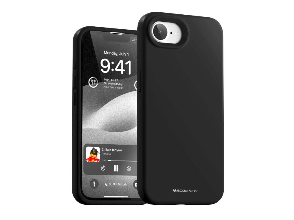 Etui MERCURY Silicone do Apple iPhone 16e Czarny ochrona zarysowania uderzenia z elastycznego silikonu dopasowanie Matowe wykończenie kompatybilne z ładowaniem bezprzewodowym wygodne ładowanie