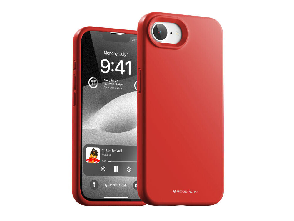 Etui MERCURY Silicone do Apple iPhone 16e Czerwony ochrona zarysowania uderzenia z elastycznego silikonu dopasowanie Matowe wykończenie kompatybilne z ładowaniem bezprzewodowym wygodne ładowanie