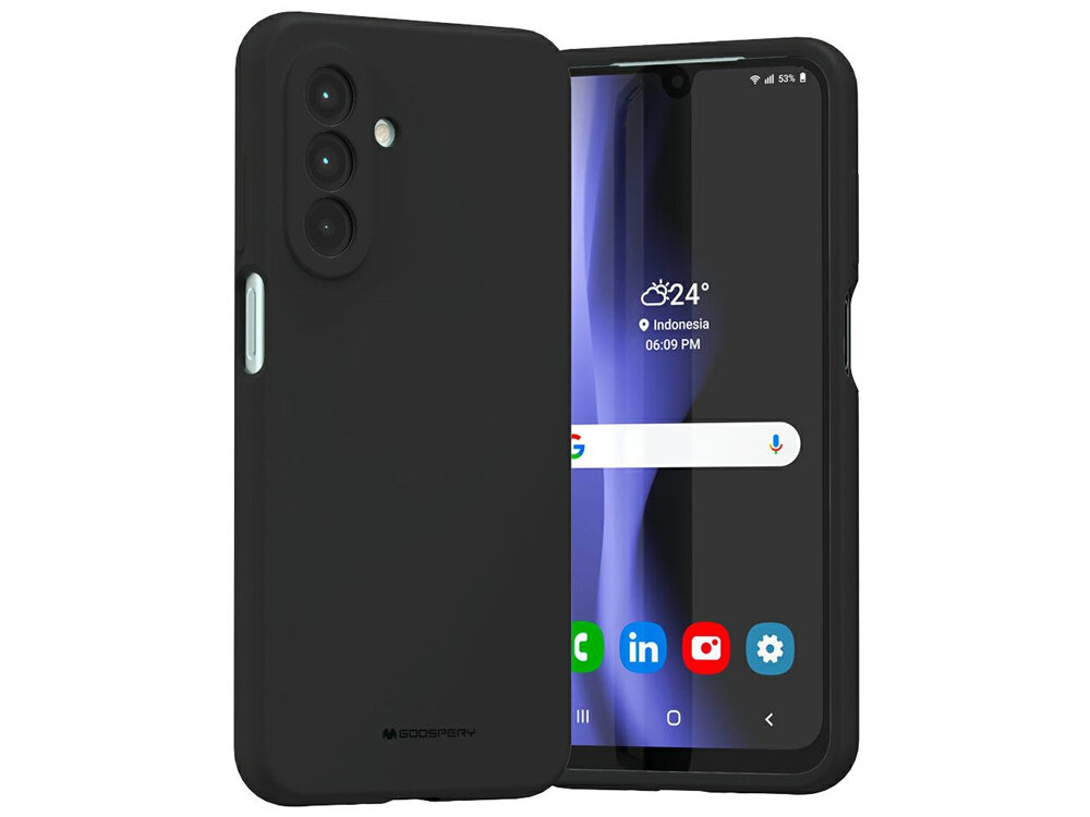 Etui na telefon Mercury Silicone
            Front i tył etui założonego na telefon
            elastyczność silikon dopasowanie powłoka odporność kompatybilność wyściółka mikrofibra