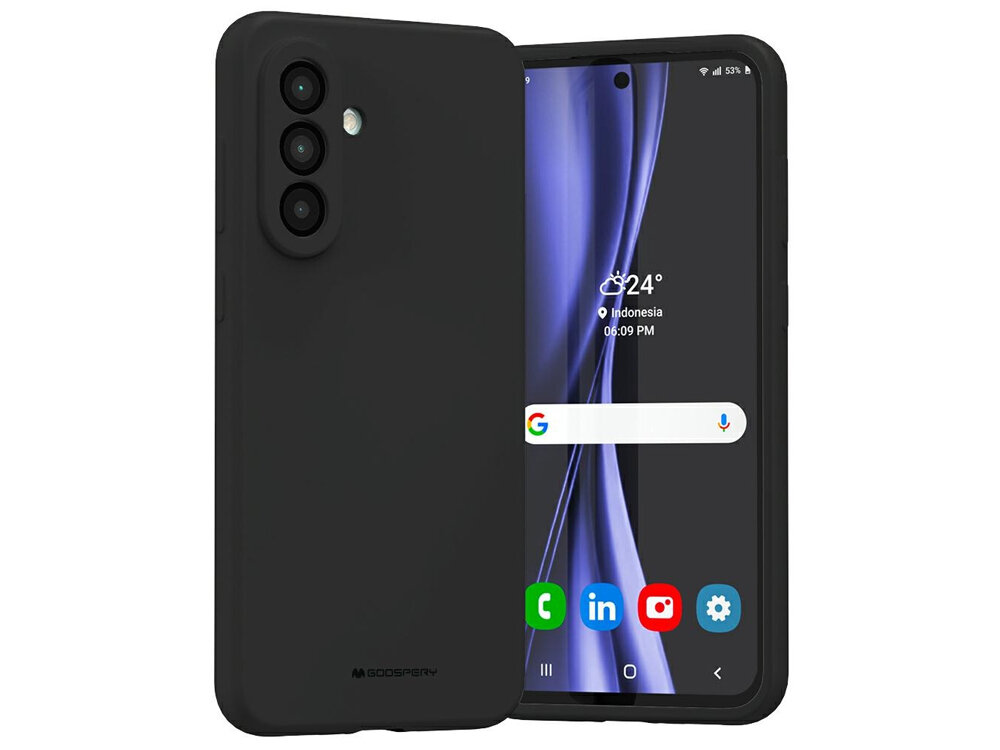 Etui na telefon Mercury Silicone
            Front i tył etui założonego na telefon
            elastyczność silikon dopasowanie powłoka odporność kompatybilność wyściółka mikrofibra