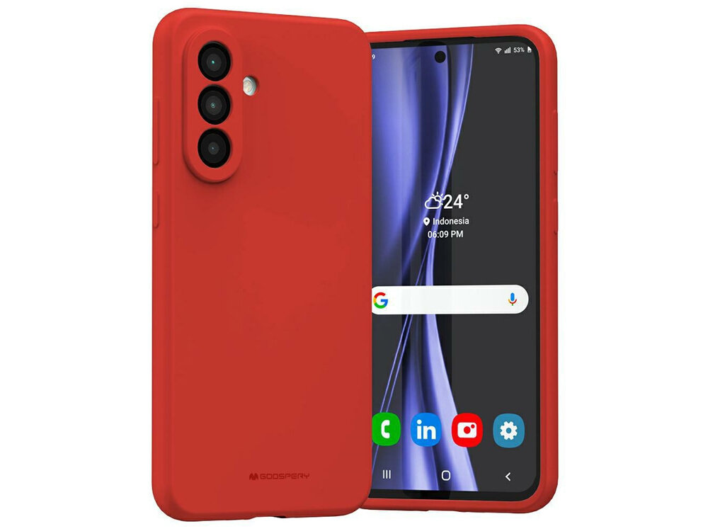 Etui na telefon Mercury Silicone
            Front i tył etui założonego na telefon
            elastyczność silikon dopasowanie powłoka odporność kompatybilność wyściółka mikrofibra