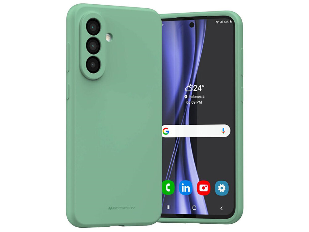 Etui na telefon Mercury Silicone
            Front i tył etui założonego na telefon
            elastyczność silikon dopasowanie powłoka odporność kompatybilność wyściółka mikrofibra