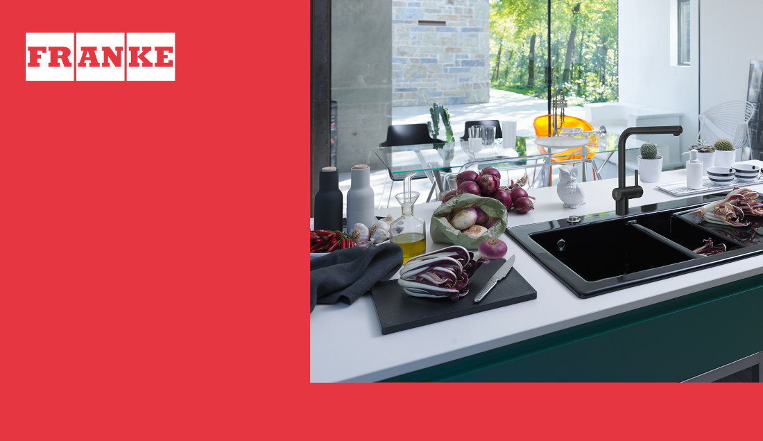Bateria FRANKE Atlas Neo Sensor 115.0625.527 Czarna stal szlachetna wygląd design prezentacja wizualizacja Funkcjonalne rozwiązanie