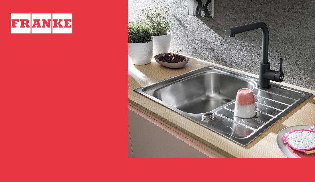 Bateria FRANKE Lina L 115.0693.393 Czarny matowy wygląd design prezentacja wizualizacja Funkcjonalne rozwiązanie