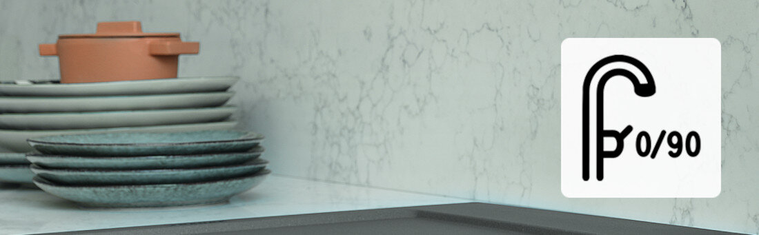 Bateria FRANKE Lina L 115.0693.393 Czarny matowy w zakresie 0 – 90° dźwignia Montaż przy ścianie zamontować baterię blisko ściany wygoda komfort