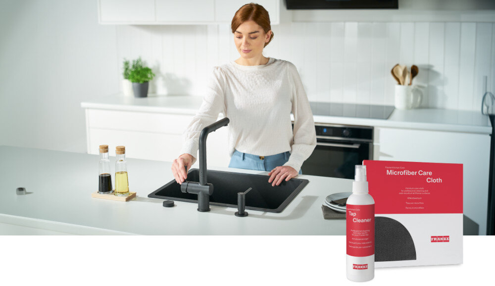 BATERIA KUCHENNA FRANKE Lina Clear Water 2.0 J 120.0730.807 Czarny mat Chromtwizualizacja czyszczenie ostrzeżenia