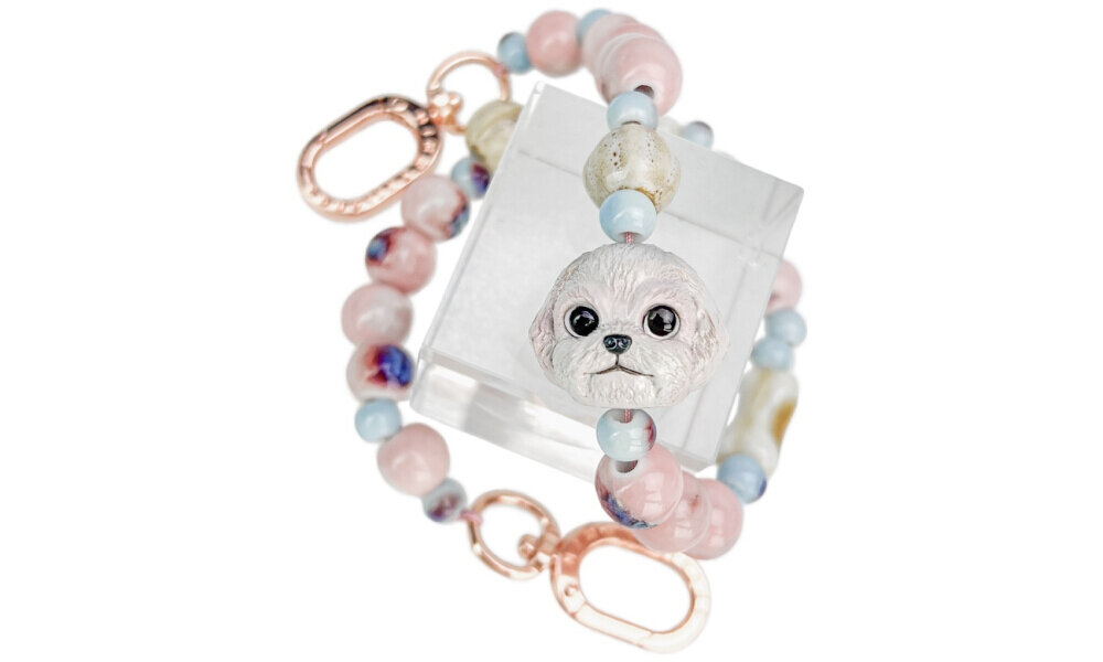 Nimmy zawieszka handstrap 38,5 cm – koraliki ceramiczne, metalowy karabińczyk, trwałość i styl