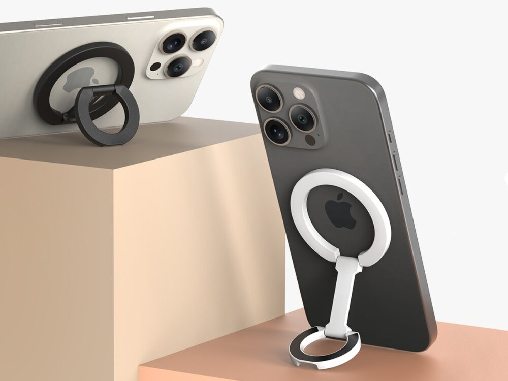 Uchwyt i podstawka ARAREE do telefonu A-Ring MagSafe
            uchwyt w dwóch wersjach kolorystycznych przymocowany do telefonów