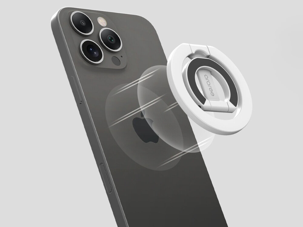 Uchwyt i podstawka ARAREE do telefonu A-Ring MagSafe
            uchwyt obok telefonu wysokiej jakości magnesy stabilność komfort użytkowania bez obaw