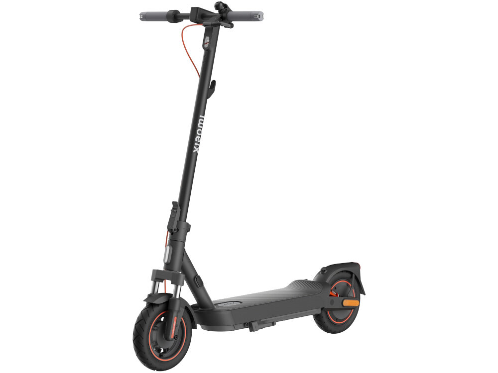 Hulajnoga elektryczna XIAOMI Scooter 5 Max 60km 400W 10 cali Czarny hulajnoga na białym tle widoczna od przodu pod skosem zaawansowane mechanizmy zabezpieczeń zabezpieczenie przed nadmiernym ładowaniem, nadmiernym rozładowaniem i przegrzaniem ochrona akumulatora i pojazdu przed uszkodzeniem