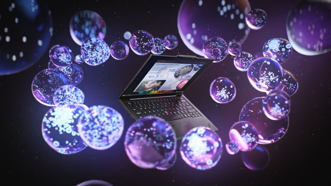 Laptop Lenovo ThinkPad prezentuje stabilne Wi‑Fi na tle biurowym, wspierając płynną pracę zdalną i wideokonferencje. - Wi-Fi 7 Bluetooth 5.4