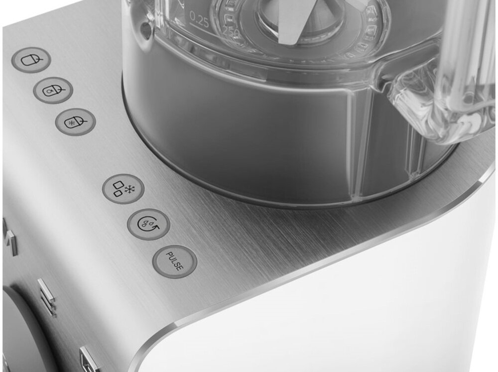 Blender kielichowy SMEG BLC02WHMEU (Wysokoobrotowy) Precyzja dzięki LCD i timerom informacja powiadomienie aktualna prędkość czas pracy tryb ręczny dyspozycja