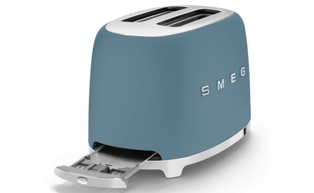 Toster SMEG TSF01SBMEU Niebieski Wygoda czyszczenia tacka na okruchy wykonanie stal nierdzewna porządek czyszczenie