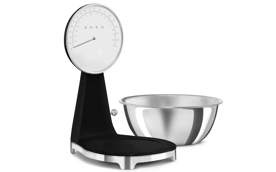 Waga kuchenna SMEG  KSF01BLWW Czarny Zgodność z mikserem Talerz ważący misa mikser płynne przejście od ważenia do miksowania dania desery możliwości