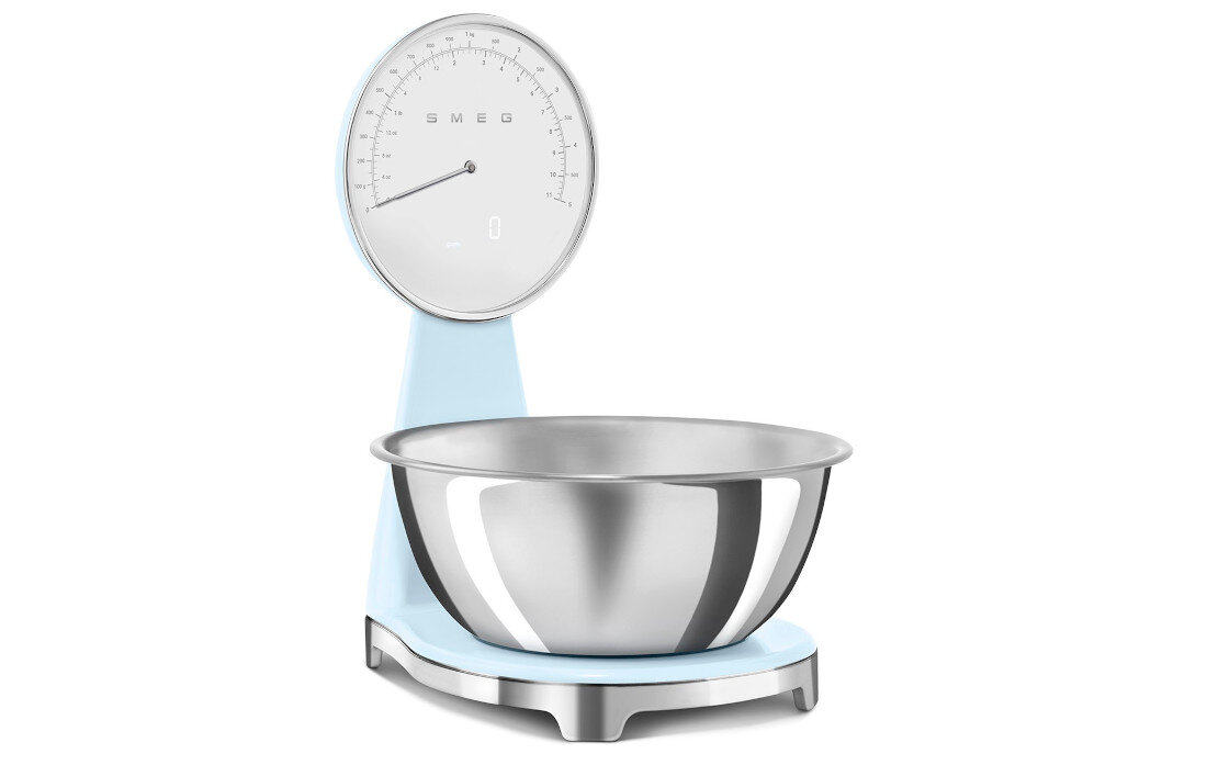 Waga kuchenna SMEG KSF01PBWW Pastelowy Błękit Cztery jednostki miary do wyboru g, ml, lb:oz, fl:oz