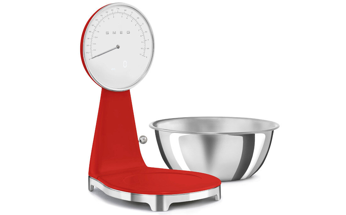 Waga kuchenna SMEG KSF01RDWW Czerwony Zgodność z mikserem Talerz ważący misa mikser płynne przejście od ważenia do miksowania dania desery możliwości