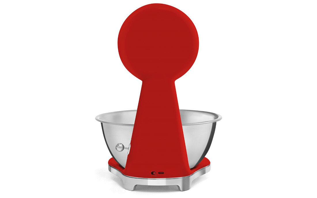 Waga kuchenna SMEG KSF01RDWW Czerwony zawsze gotowa do pracy Wbudowany akumulator litowo-jonow kabel USB-A/USB-C wygodne i ekologiczne podejście