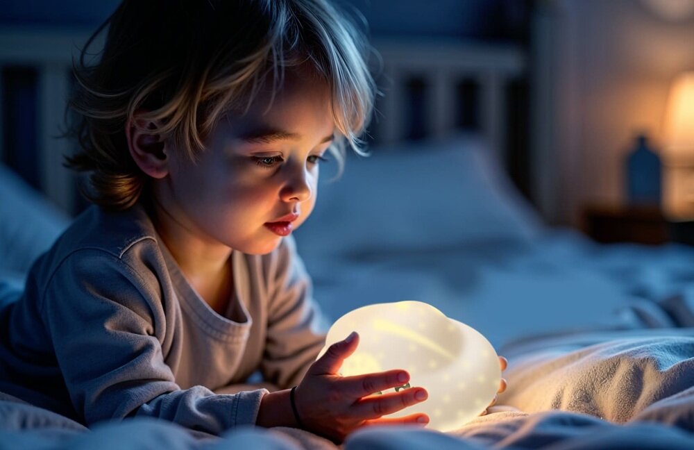Lampka nocna NENO Cosmo etap rozwoju dziecka, miękki i gładki silikon, elastyczna powłoka