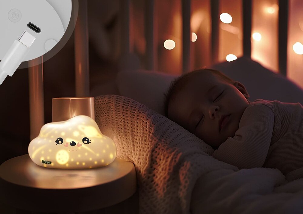 Lampka nocna NENO Cosmo funkcjonalność i wygoda, ładowanie USB-C, szybkie i bezpieczne