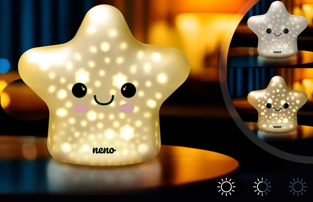 Lampka nocna NENO Shine towarzysz dziecka, trzy poziomy jasności, dopasowana do potrzeb dziecka