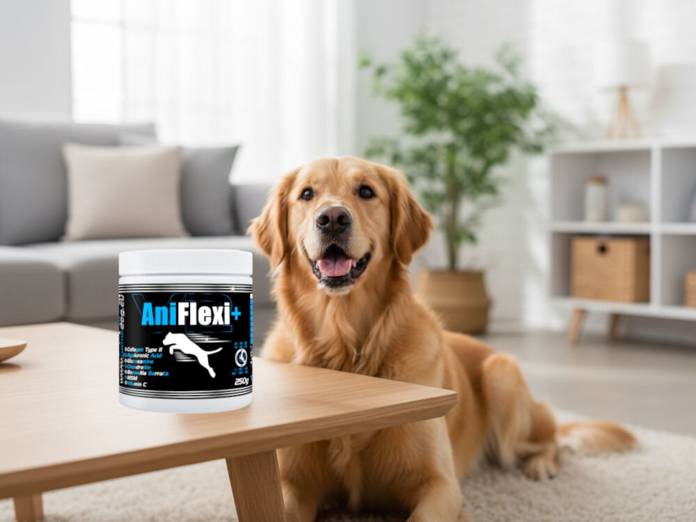 Suplement dla psa GAME DOG AniFlexi+ V2 Kilka tabletek AniFlexi Marine V2. Tabletki owalne, beżowe, z linią podziału dla łatwego dzielenia.