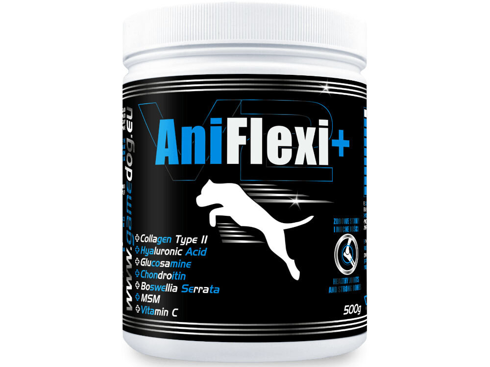 Suplement dla psa GAME DOG AniFlexi+ V2 Suplement na stawy dla psa AniFlexi Marine V2 z Kolagenem Rybim i Kwasem Hialuronowym. Butelka 80 tabletek.