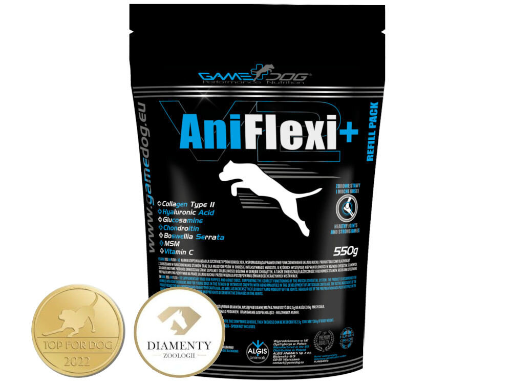 Suplement dla psa GAME DOG AniFlexi+ V2 AniFlexi Marine V2 nagrodzony suplement dla psa (TOP FOR DOG 2022, DIAMENTY ZOOLOGII), Kolagen Rybi.