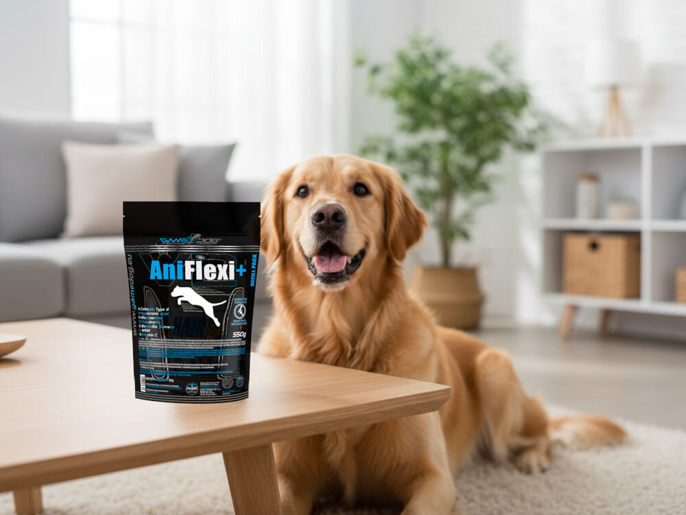 Suplement dla psa GAME DOG AniFlexi+ V2 Kilka tabletek AniFlexi Marine V2. Tabletki owalne, beżowe, z linią podziału dla łatwego dzielenia.