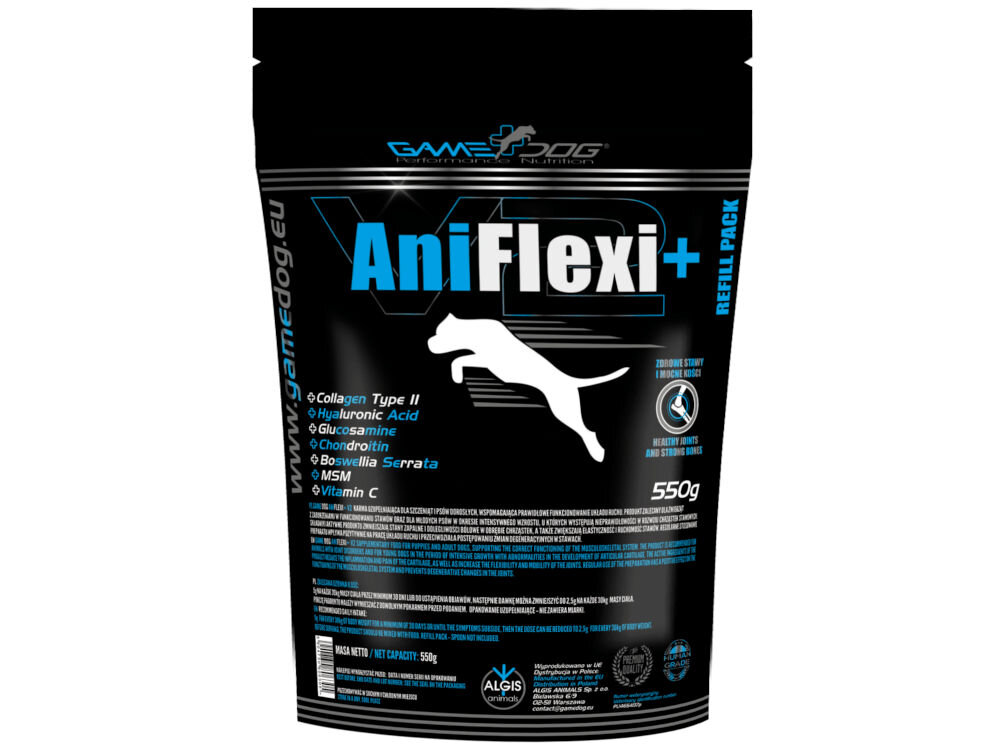 Suplement dla psa GAME DOG AniFlexi+ V2 Suplement na stawy dla psa AniFlexi Marine V2 z Kolagenem Rybim i Kwasem Hialuronowym. Butelka 80 tabletek.