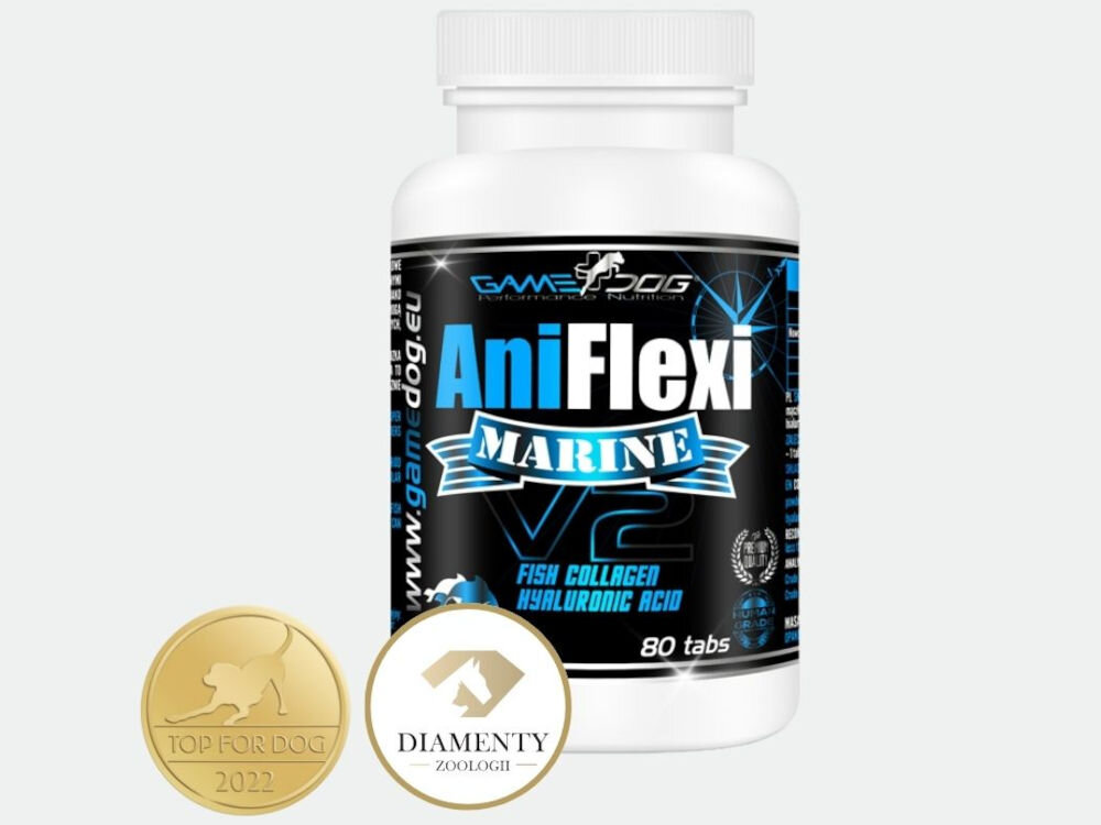 Suplement dla psa GAME DOG AniFlexi Marine V2 AniFlexi Marine V2 suplement na stawy psa, zdobywca nagród TOP FOR DOG 2022 i DIAMENTY ZOOLOGII.