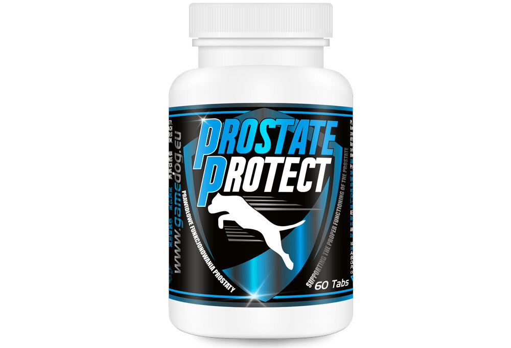 Suplement dla psa GAME DOG Prostate Protect (60 kapsułek) Białe opakowanie suplementu Game Dog Prostate Protect 60 tabs – widok z przodu na etykietę z logotypem marki i nazwą produktu.
