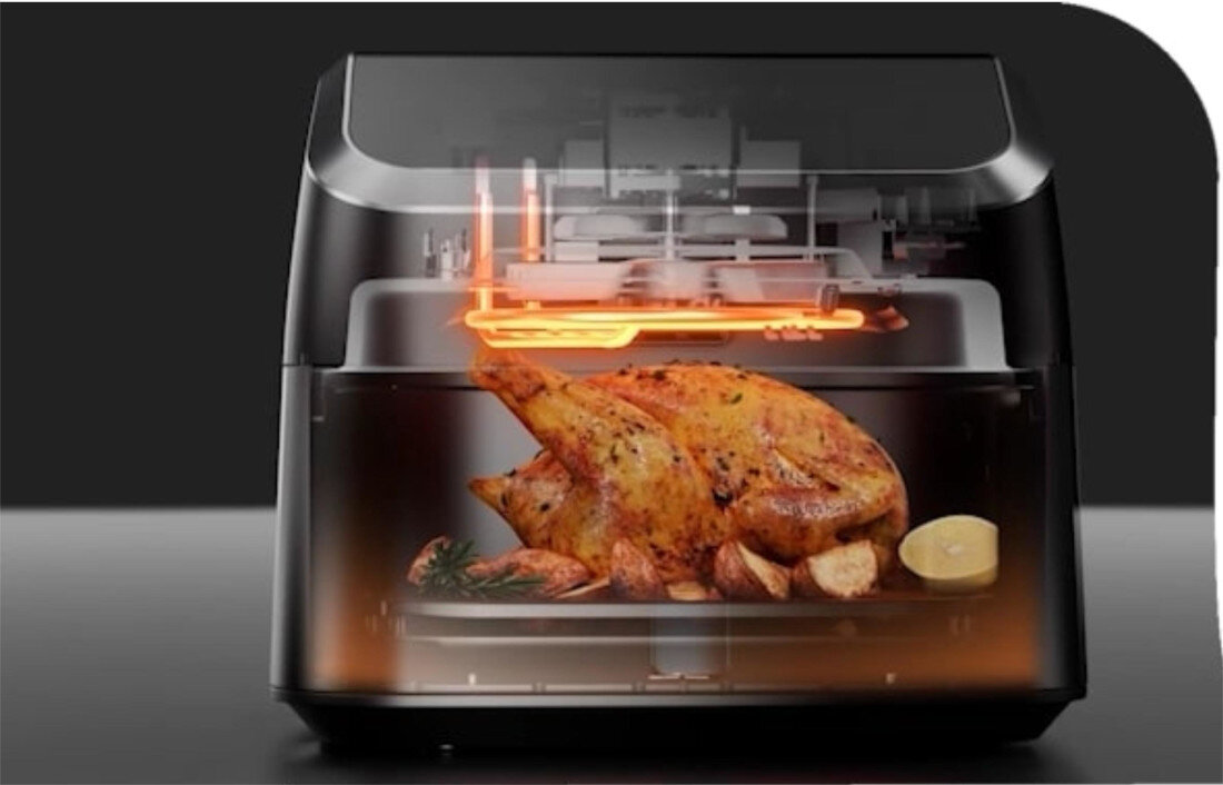 Air Fryer Frytkownica beztłuszczowa MIDEA Space Master MAD85000ADK z okienkiem do obserwacji postępów gotowania Szybkie gotowanieTechnologia HeatXpress chrupkość na zewnątrz i soczystość w środku zakres temperatura moc