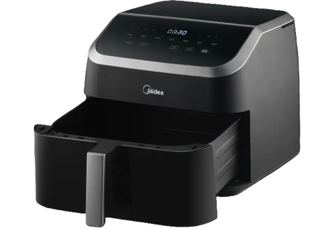 Air Fryer Frytkownica beztłuszczowa MIDEA Space Master MAD85000ADK z okienkiem do obserwacji postępów gotowaniaBrak BPA i PFAS odporna na temperaturę konstrukcja wolne od szkodliwych substancji