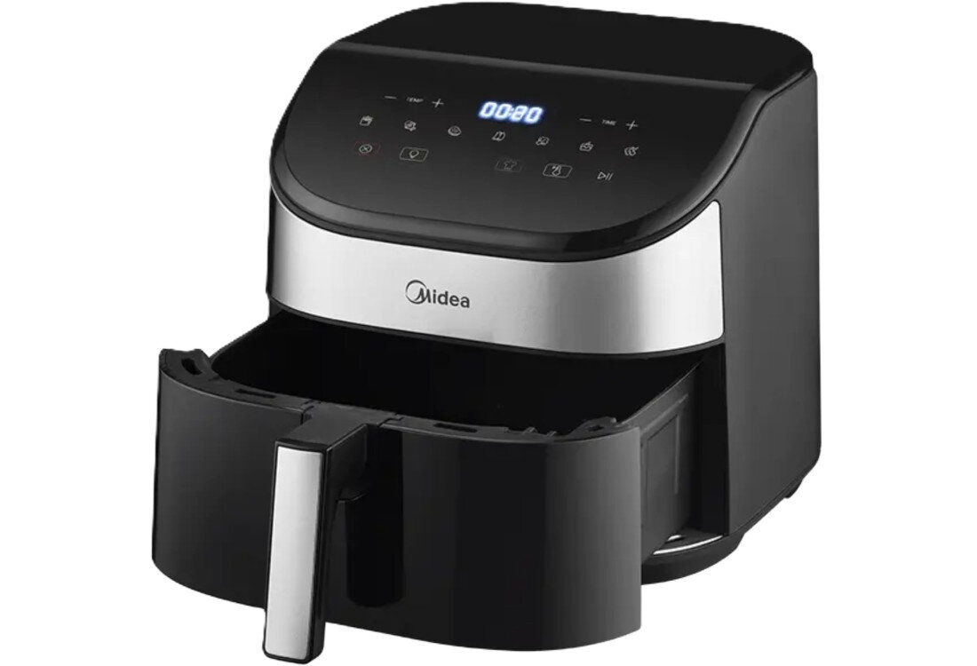 Air Fryer Frytkownica beztłuszczowa MIDEA MAD55000ADK0 z okienkiem do obserwacji postępów gotowania Dopasowana pojemność kosz duże porcje jedzenia jednocześnie składniki