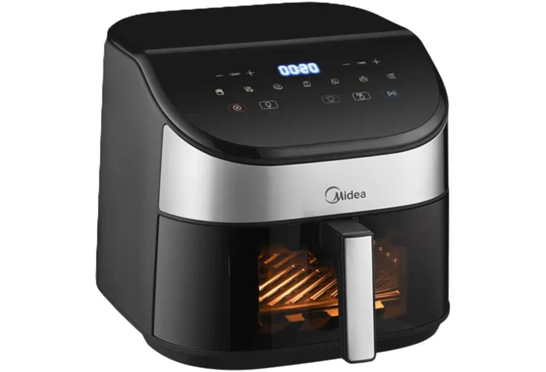 Air Fryer Frytkownica beztłuszczowa MIDEA MAD55000ADK0 z okienkiem do obserwacji postępów gotowania Efektywne gotowanie bez tłuszczu Technologia HeatXpress równomierne rozprowadzanie gorącego powietrza