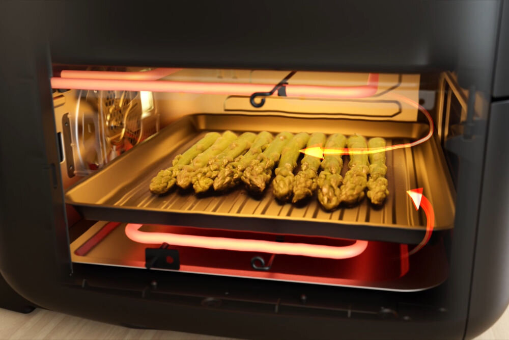 Air Fryer Frytkownica beztłuszczowa MIDEA MAD1100DADK z podwójnym koszem i rusztem do grilla Łatwość czyszczenia na co dzień Powłoka zapobiegająca przywieraniu wyjmowane elementy