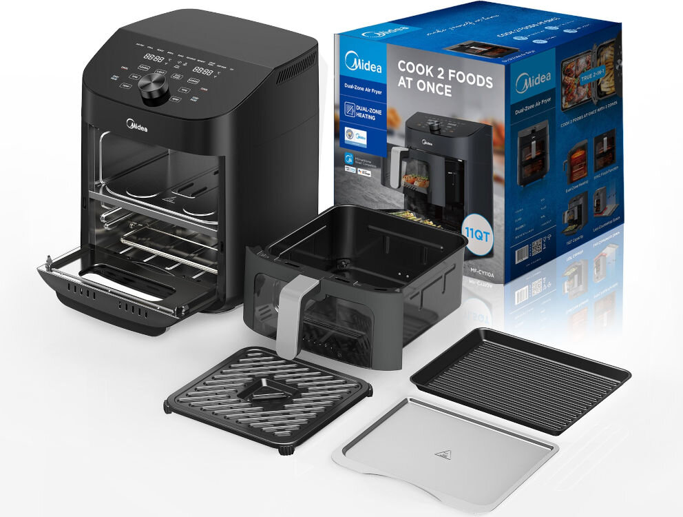 Air Fryer Frytkownica beztłuszczowa MIDEA MAD1100DADK zestaw elementy