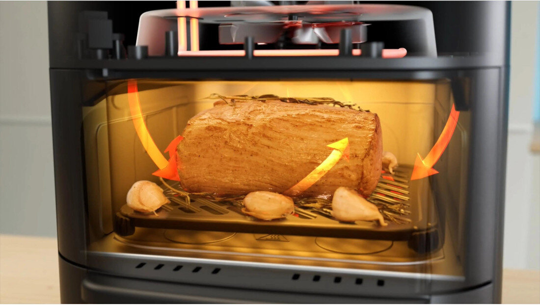 Air Fryer Frytkownica beztłuszczowa MIDEA MAD1100DADK z podwójnym koszem i rusztem do grilla Równomierne pieczenie 360° Technologia 360° Rapid Air gorące powietrze