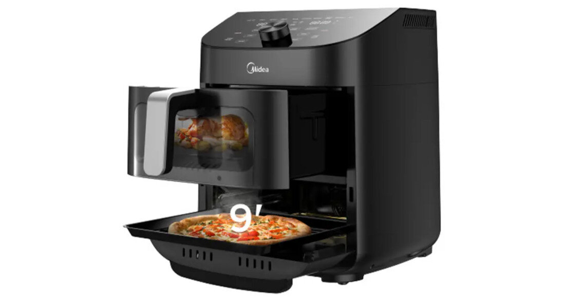 Air Fryer Frytkownica beztłuszczowa MIDEA MAD1100DADK z podwójnym koszem i rusztem do grilla Kompaktowa i wydajna forma wyiary moc elegancki wygląd dopasowanie łatwo dopasowuje się do każdej kuchni