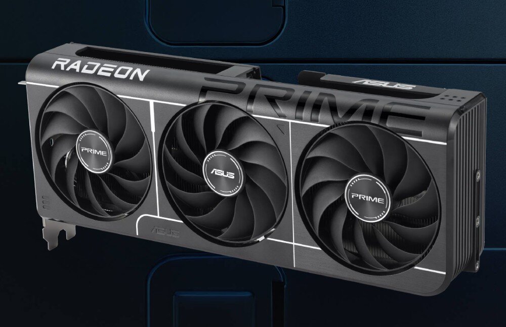 Karta graficzna ASUS Prime Radeon RX 9060 XT OC Edition 16GB Karta graficzna z trzema wentylatorami i dużym napisem PRIME na czarnej obudowie