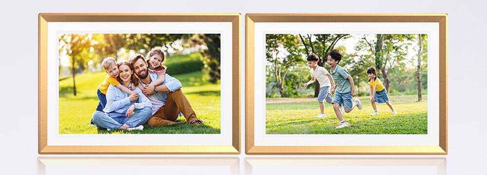 Ramka cyfrowa ARZOPA D10 10.1 cala Złoty prezentacja ramki i aplikacji na telefon podarunek prezent dla rodziców dziadków rodzeństwa przyjacielowi rodzinie budowanie mostu między pokoleniami