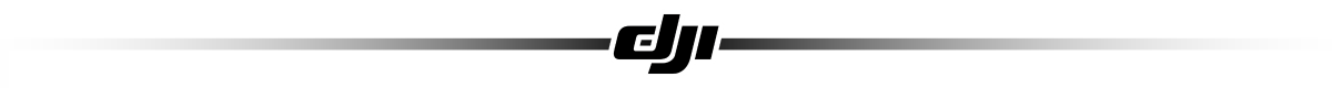 Logo DJI na tle z gradientem od czerni do bieli.