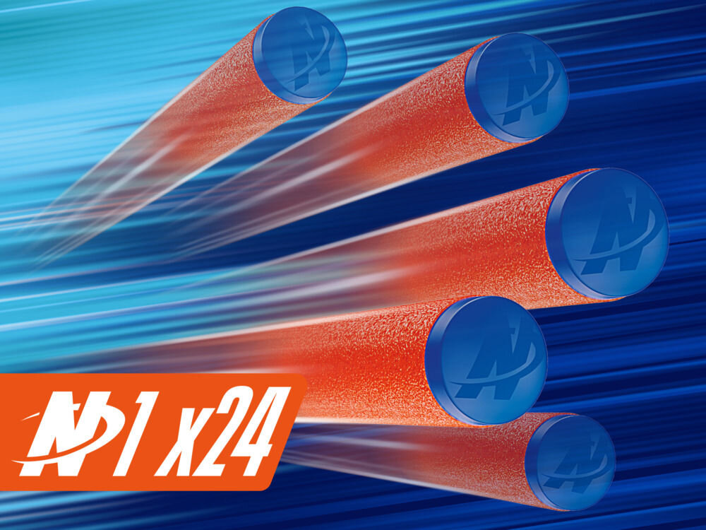 Wyrzutnia NERF Loadout Arctic Zerostriker G17634N0 z 24 strzałkami Nerf N1 długie rozgrywki - wizualiazacja lecących strzałek