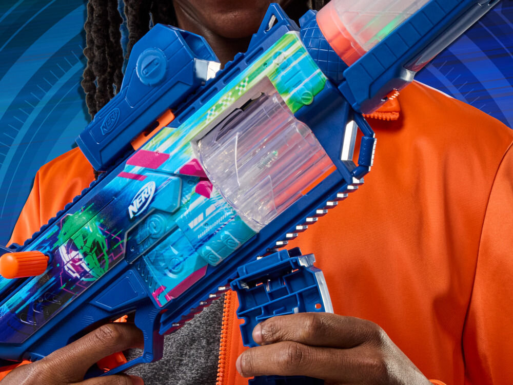 Wyrzutnia NERF Loadout Cyberlight Ghost G18244N0 6 strzałek bębenek bolt action ruch koordynacja