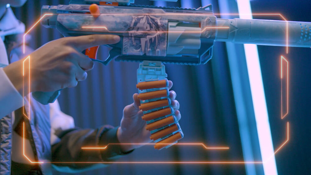 Wyrzutnia NERF Loadout Frost Fusion G3157EU4 z magazynkiem 6 strzałek emocje i celność - zbliżenie na wewnętrzny magazynek