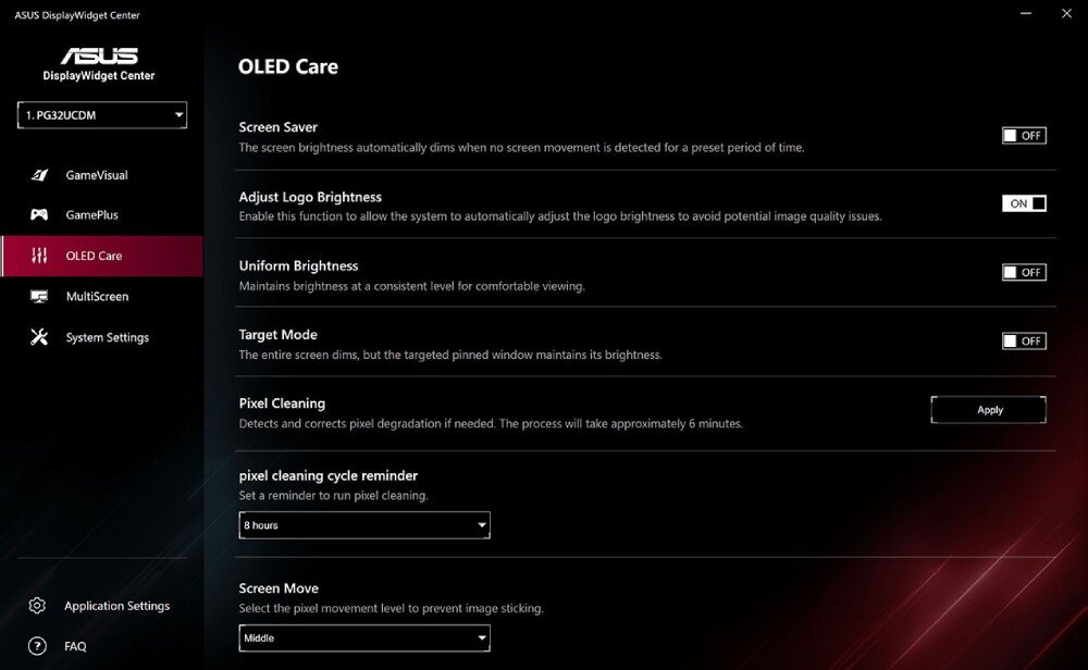 Monitor ASUS Rog Swift PG32UCDMZ Kadr z gry przedstawiający postacie żołnierzy zaznaczone niebieską obrysową strukturą, z czerwonymi ramkami po bokach ekranu, ochrona panelu, funkcje, czujnik obecności