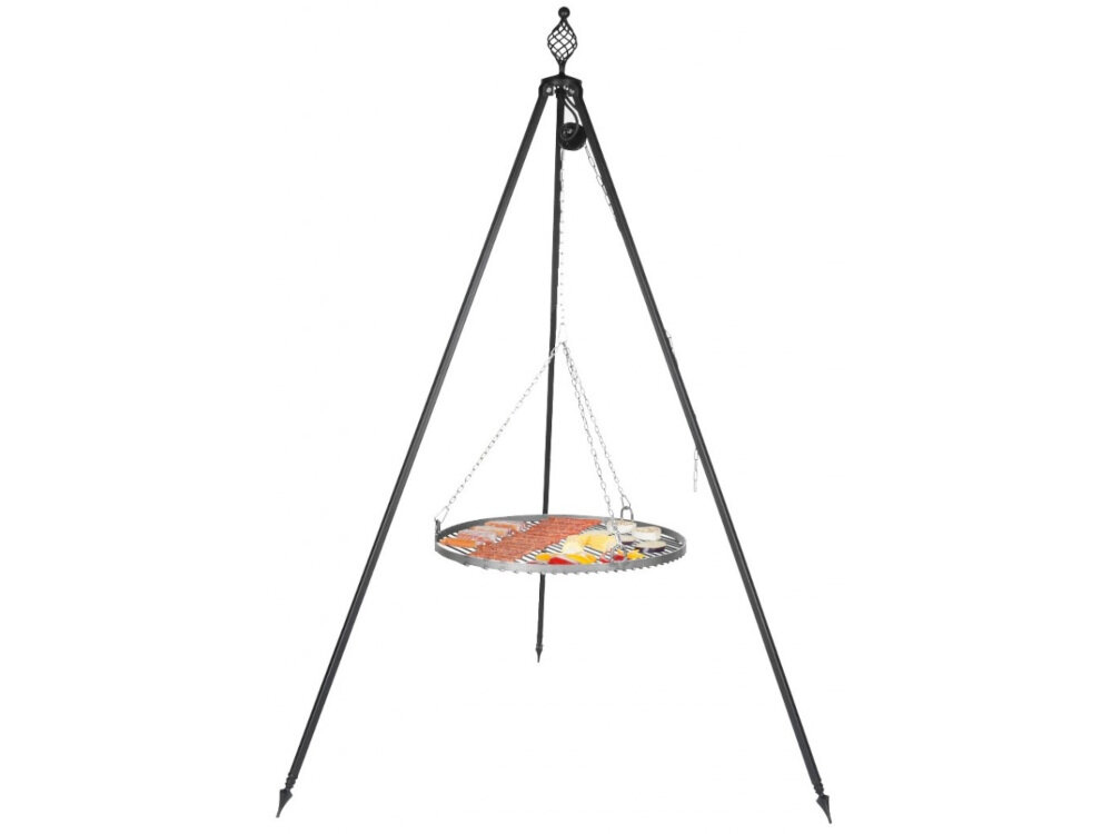 Grill ogniskowy FARMCOOK Oskar łatwy w obsłudze z mocnej stali nierdzewnej solidna wysoka ramka rusztu