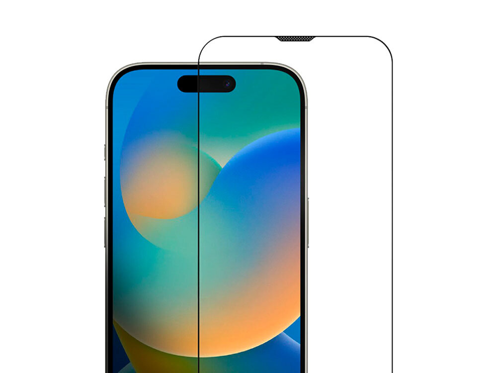 Szkło hartowane ILERA Permium Sapphire Ultra+ do Apple iPhone 16 + szkło na obiektyw zdjęcie telefon i szkło ochronne na białym tle