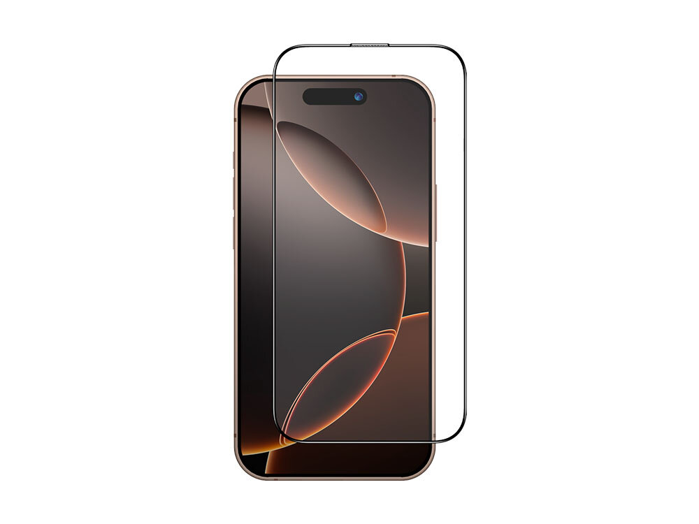 Szkło hartowane ILERA Deluxe Original do Apple iPhone 16 Pro Max zdjęcie telefon i szkło na białym tle